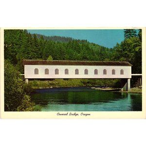 Covered Bridge Oregon Postcards Travel Vintage
